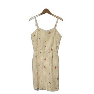 City Chic Yellow Gingham Floral Smocked A-Line Dress Sleeveless 12